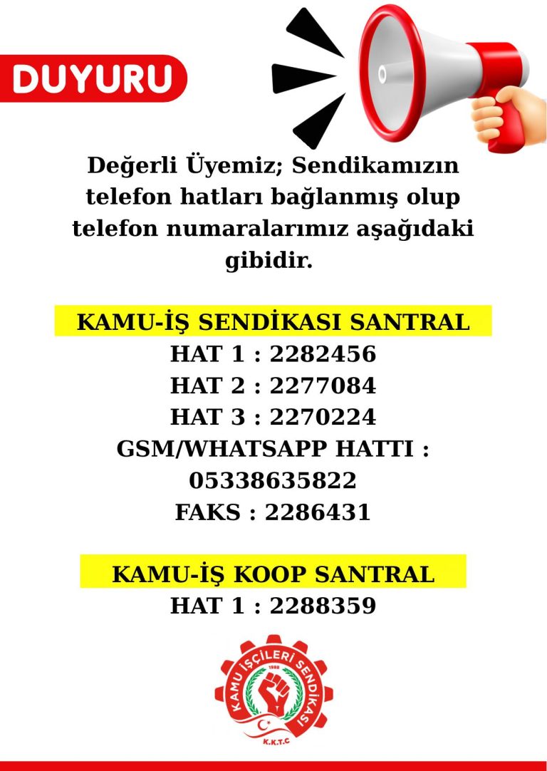 Sendikamızın Telefon Hatları